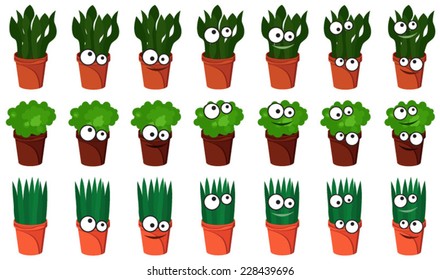 houseplants icons set