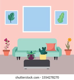 Houseplants inside pots design, Garden ornament nature botany natural and floral theme Vector illustration