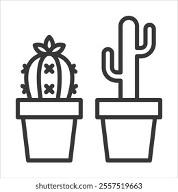 Houseplants Outline Icon Vector Illustration