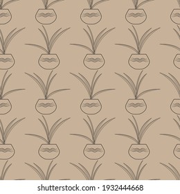 Houseplants in pots. Seamless pattern. Creative flower shop decoration design or flower wrapping paper design. Vector