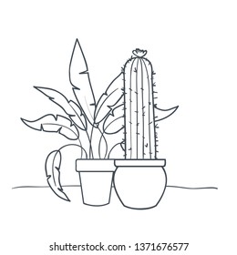 houseplants with potted isolated icon