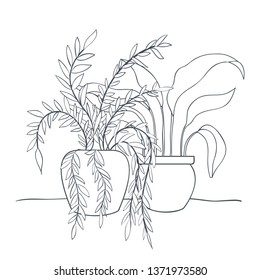 houseplants with potted isolated icon