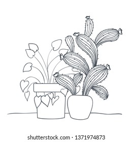 houseplants with potted isolated icon