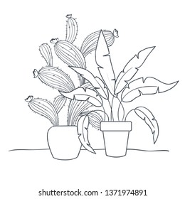 houseplants with potted isolated icon