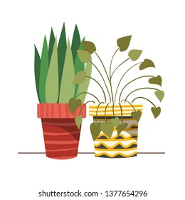 houseplants with potted isolated icon