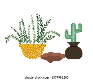 houseplants with potted isolated icon