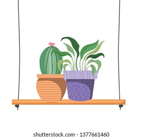 houseplants with potted on shelf isolated icon