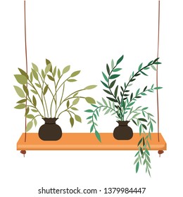 houseplants with potted on shelf isolated icon