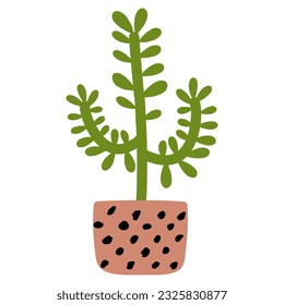  houseplants Potted plants for home, urban jungle decor. Modern vector illustration isolated on white background, hand drawn, flat design