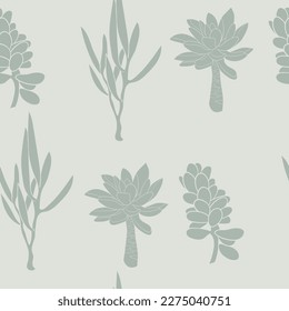 Houseplants retro vector seamless pattern