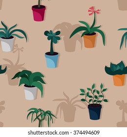 Houseplants seamless vector background