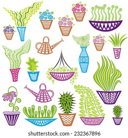 Houseplants set vector illustration