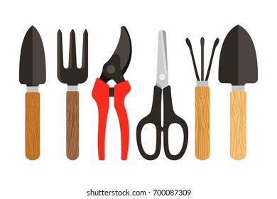 Houseplants tools flat colorful icons on white background. Vector illustration