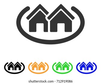 Houses Area icon. Vector illustration style is a flat iconic houses area symbol with black, grey, green, blue, yellow color versions. Designed for web and software interfaces.