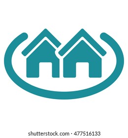 Houses Area icon. Vector style is flat iconic symbol, soft blue color, white background.