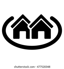 Houses Area icon. Vector style is flat iconic symbol, black color, white background.