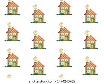 Houses background. Seamless pattern. Group of buildings arrange in line. Real estate concept.