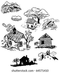 Houses and Barns Doodles