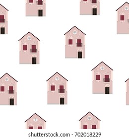Houses with baroque elements seamless pattern. Vector backdrop. Wrapping paper.