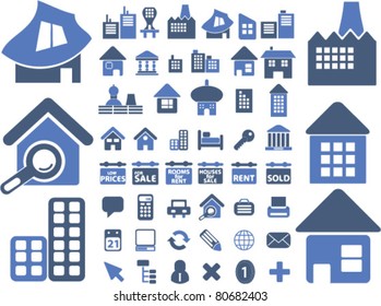 houses & buildings icons, illustrations, vector