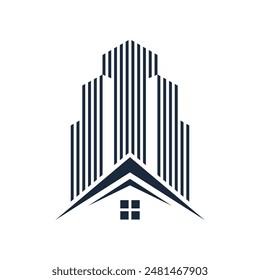 casas y edificios line art minimalista abstracto logo Vector