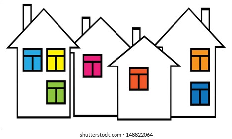 houses with colored windows