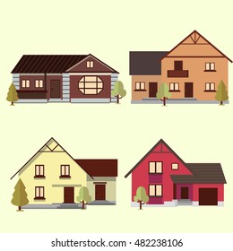 Houses to create a streetscape. Flat vector illustration