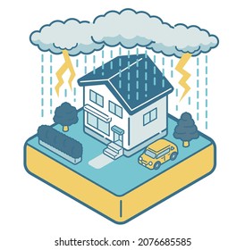 Houses damaged by lightning strikes