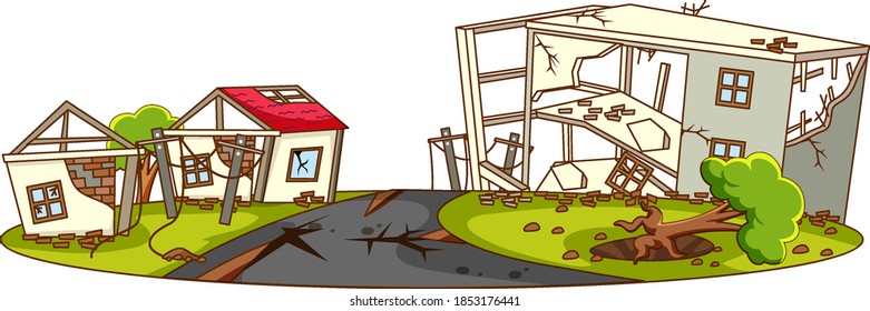 Houses Destroy Natural Disaster Illustration Stock Vector (Royalty Free ...