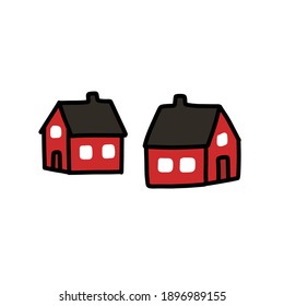 houses doodle icon, vector illustration