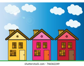 Houses. Drawings of houses. Vector images of houses.