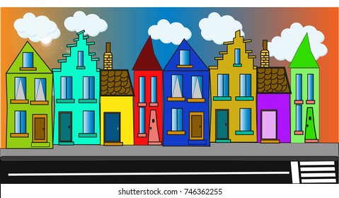 Houses. Drawings of houses. Vector images of houses.