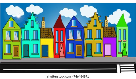 Houses. Drawings of houses. Vector images of houses.