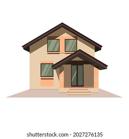 houses exterior vector illustration front view. cottage, modern architecture. Idea of real estate. Architecture blueprint, Apartment in a townhouse.Modern buildings in a flat style.