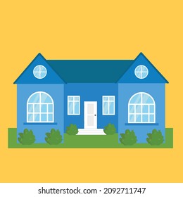 Houses exterior vector illustration front view. Townhouse building apartment. Home facade with doors and windows.