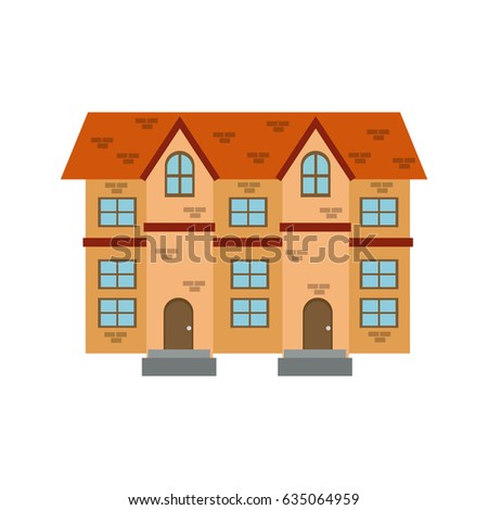 houses facade brick, windows, door traditional