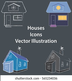 Houses flat and 3D vector illustration - Icons or Logo use - web, apps, coloured