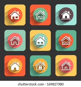 houses flat design icon set. template elements for web and mobile applications