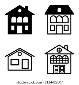 Houses Flat Icon Set Isolated On White Background
