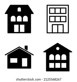 Houses Flat Icon Set Isolated On White Background