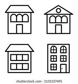 Houses Flat Icon Set Isolated On White Background