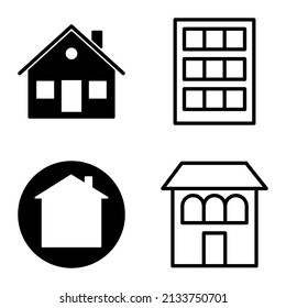 Houses Flat Icon Set Isolated On White Background