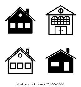 Houses Flat Icon Set Isolated On White Background