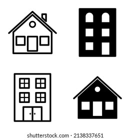 Houses Flat Icon Set Isolated On White Background