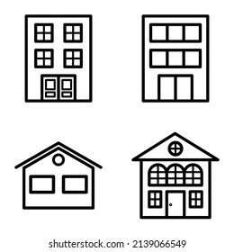 Icono plano de casas aislado en fondo blanco