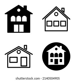 Houses Flat Icon Set Isolated On White Background