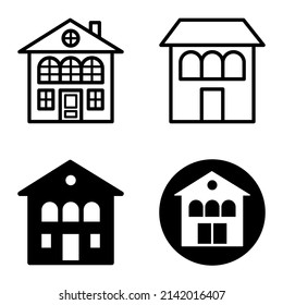 Houses Flat Icon Set Isolated On White Background