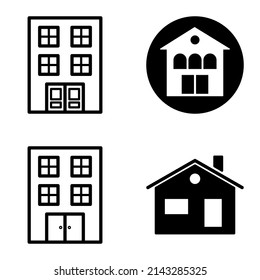Icono plano de casas aislado en fondo blanco