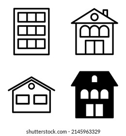Houses Flat Icon Set Isolated On White Background