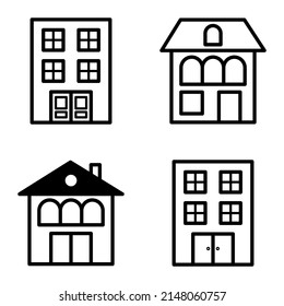 Houses Flat Icon Set Isolated On White Background